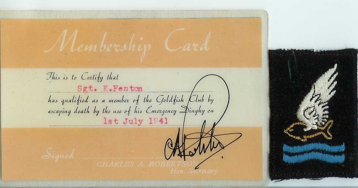 The Goldfish Club Membership Card and Badge